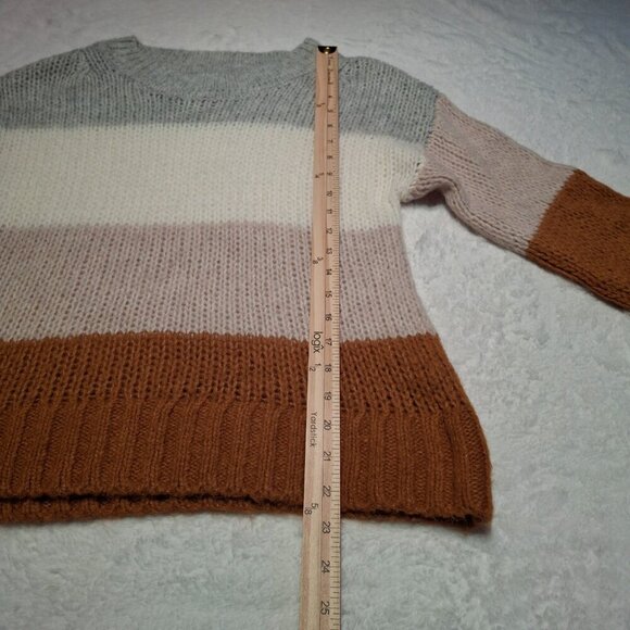 GAP Striped Sweater Sz S Alpaca Wool Colorblock Slouchy Neutral Minimalist - Picture 12 of 14